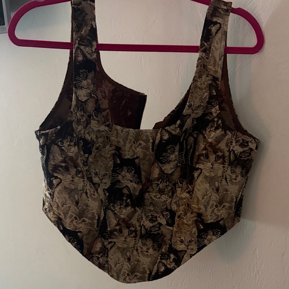 Cider Cat Print Corset Top - Picture 2 of 3